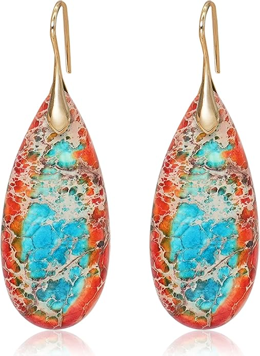 Natural Stone Earrings Waterdrop Stone Dangle Earrings for Women