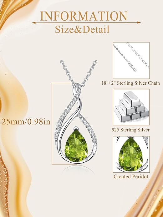 Teardrop Birthstone Necklace for Women 925 Sterling Silver Pear-Shaped Pendant Anniversary Mother's Day Birthday Jewelry Gifts for Her