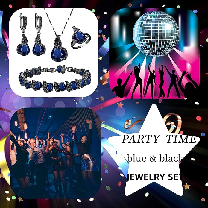 GZWHD Jewelry Set for Women Water Drop Cubic Zirconia Artificial Crystal Earrings Pendant Necklace Open Ring Tennis Bracelet Wedding Anniversary Birthday Engagement Gift for Bridesmaid Wife Girlfriend Friend