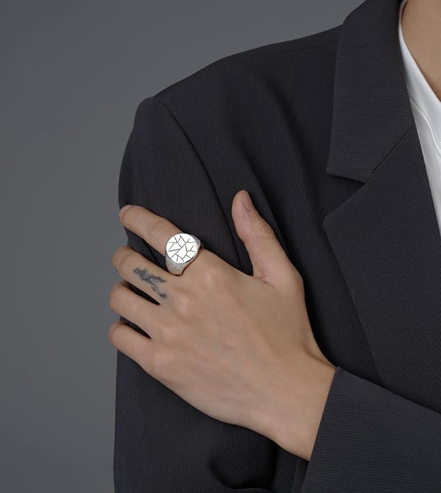 Stainless Steel Round Shape Classical Simple Plain Wedding Engagement Statement Pinky Band Signet Rings for Men Women Size 4-15