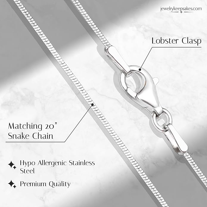 Personalized Picture Engraved Heart Pendant with 20" Chain