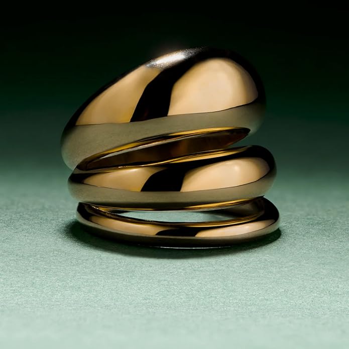 Hey Harper Gold Ring for Women - Gold Plated Stacking Waterproof & Sweatproof Jewerly Ring - Everday Non Tarnish Cute Fashion Circle Rings