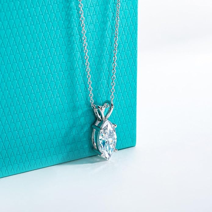 AnuClub Moissanite Pendant Necklace 2/3/4/5CT D Color VVS1 925 Sterling Silver Everyday Wear Necklace for Women Wife Her with Certificate, 40+2+3 Adjustable Chain