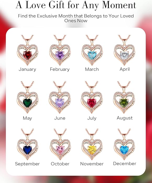 S925 Sterling Silver Necklace for Women, Wife Jewelry Rose Gold, Mom Birthday Valentines Mothers Day Gifts, Girlfriend Necklaces, Daughter Heart Jewel, Anniversary for Her