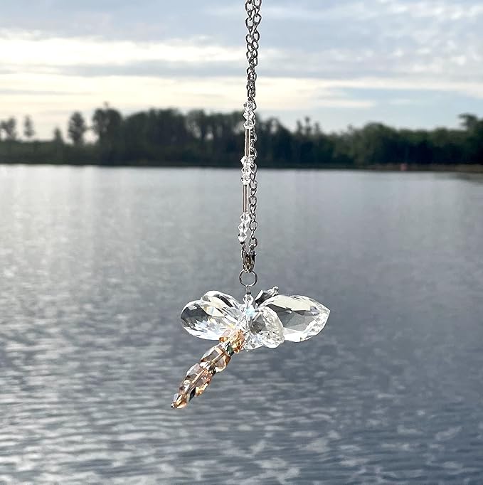Dragonfly Gift - Crystal Dragonfly Charm - Rainbow Maker - Prism Suncatcher for Garden, Home, Car and Window Decor - Gifts for Mom and Grandma