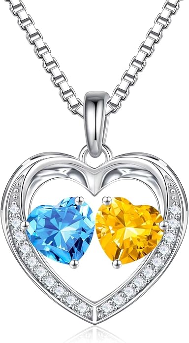 Iefil Birthstone Jewelry for Women - 925 Sterling Silver Birthstone Necklace, Anniversary Birthday Gifts for Women, Jewelry Gifts for Her Wife Mom Daughter