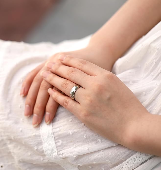 TIGRADE 2mm 4mm 6mm 8mm 10mm Titanium Ring Plain Dome High Polished Wedding Band Comfort Fit Size 3-15