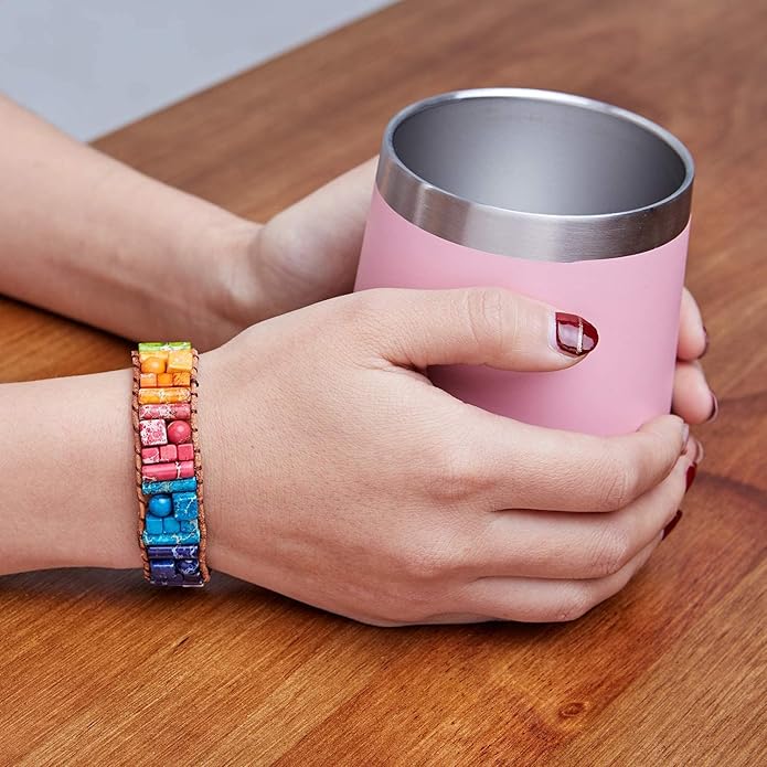 sedmart 7 Chakra Bracelets for Women with Real Stones Leather Wrap Healing Bead Bracelet Women Men Boho Friendship Jewelry