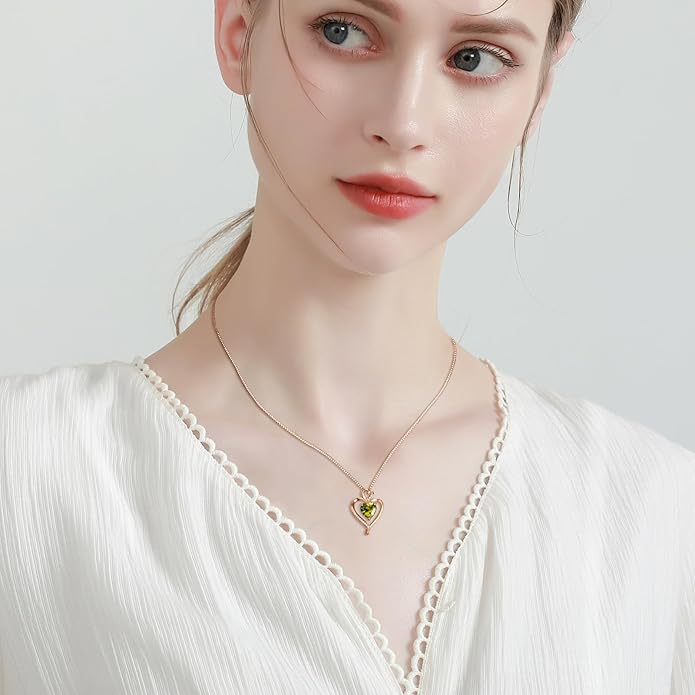 Heart Necklaces for Women 925 Sterling Silver Pendant Necklace Rose Gold Plated White Gold/14K Gold Plated Love Necklace for Her Girlfriend Wife Valentines Day Birthday Women Jewelry 18"+2"