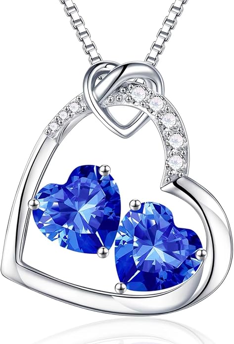 Iefil Birthstone Necklace for Women - 925 Sterling Silver Birthstone Necklace, Anniversary Birthday Gifts for Women Wife Girlfriend, Jewelry for Mom Daughter