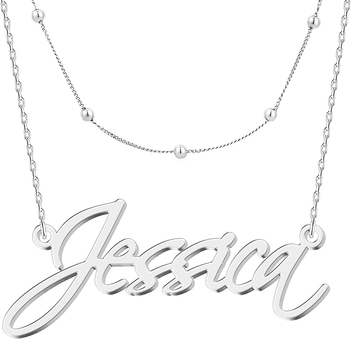 Custom Name Necklace - 925 Sterling Silver & 316 Stainless Steel, 14 Fonts & Multi-Language Options, 4 Colors, 5 Chain Styles, Personalized Gift with Premium Box
