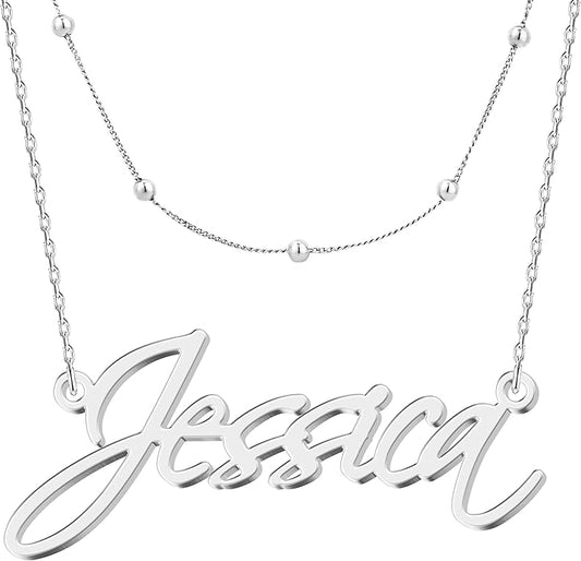 Custom Name Necklace - 925 Sterling Silver & 316 Stainless Steel, 14 Fonts & Multi-Language Options, 4 Colors, 5 Chain Styles, Personalized Gift with Premium Box