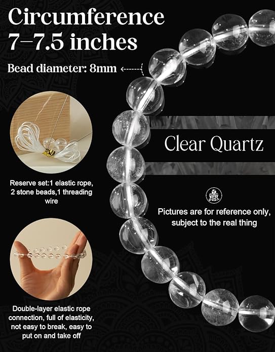 Handmade Natural Stone Beaded Stretch Bracelets,Healing Crystals Protection Bracelet,Spiritual Jewelry Gifts for Women & Men,Replacement Beads Included