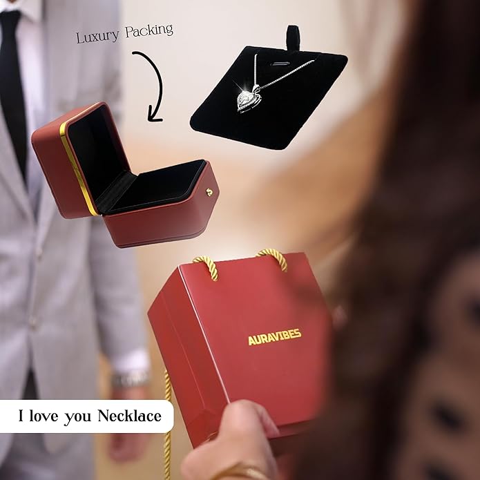 Moissanite Heart Pendant Necklace for Women, 2-Carat Real Sterling Silver Necklace Chain Engraved with 'I Love You' Ideal Anniversary or Christmas Gift for wife,Girlfriend & Mom - Heart Shaped Necklace Perfect Birthday Jewelry Gift