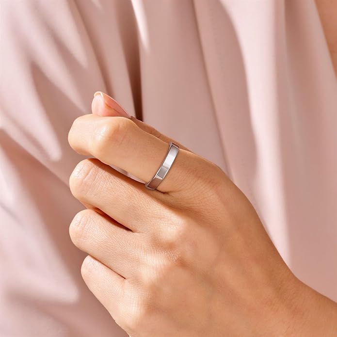 TRUMIUM 2mm 4mm 6mm Tungsten Rings for Women Men's Wedding Bands Gold Plated Beveled Edges Flat High Polished Comfort Fit Size 5-14