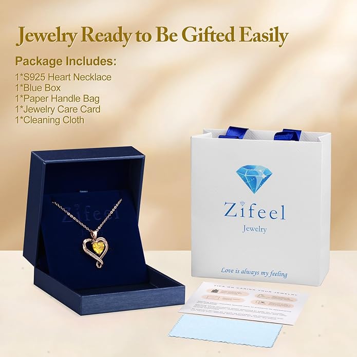 Birthday Gifts for Women Wife Infinity Heart Birthstone I Love You Necklace for Women S925 Sterling Silver Anniversary Wedding Gifts for Christmas Valentines Mothers Day Women's jewelry Diamond Pendant Necklaces Gift for Her Mom Daughter Grandma