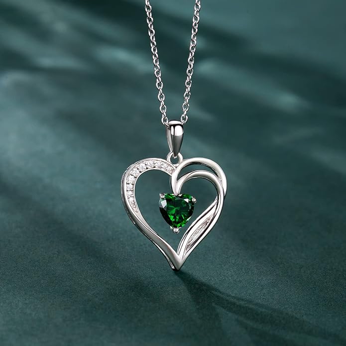 925 Sterling Silver Heart Necklace for Women Birthstone Necklace Silver Jewelry for Womens Jewelry Gifts for Women Her Mom