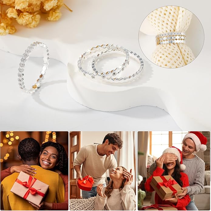 WEDDINEN Stackable Sterling Silver Rings for Women Non Tarnish Dainty 14K Gold Plated Stack Thin Rings Cubic Zirconia Thumb Ring Set Statement Wedding Bands Engagement Rings Jewelry Gifts Size 6-10