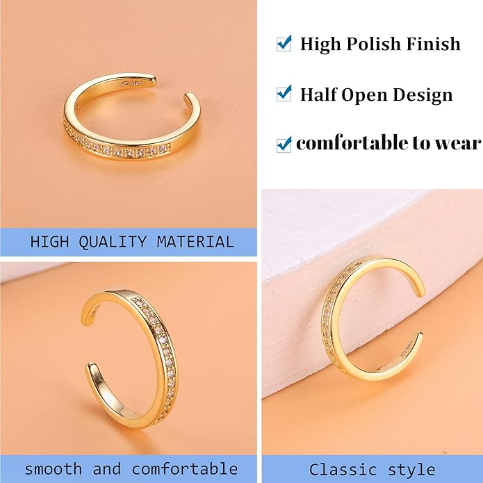 Jstyle 14k Gold Filled Toe Rings for Women Adjustable Toe Ring Band Rings Cubic Zirconia Daisy Flower Toe Rings Summer Beach Foot Jewelry