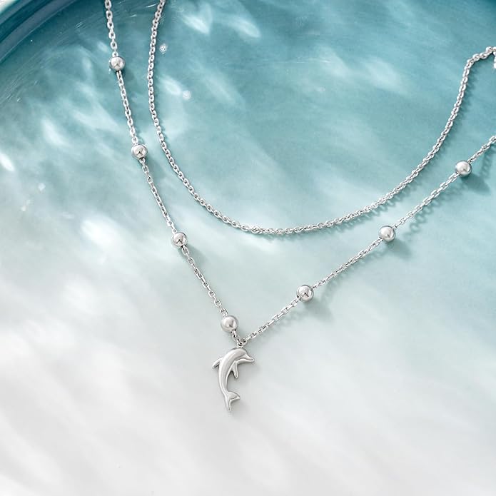 CHIC & ARTSY Womens Sterling Silver Created Opal Layered Anklet Bracelet Dainty Beaded Chain Adjustable 11" Best Friend Anklet