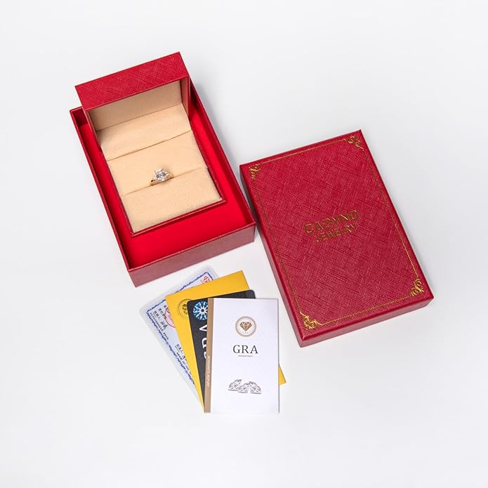 Solid 14K Gold 3.36ct Moissanite Three Stone Rings (3ct Center Stone), Round/Oval/Emerald Shape, Real Gold | D Color and Flawless Moissanite | Wedding Anniversary Ring