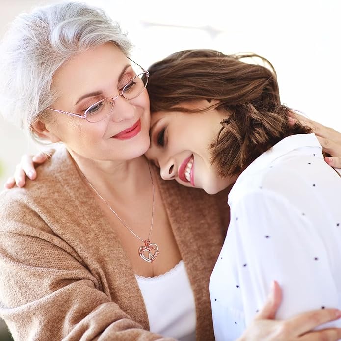 Iefil Rose Heart Necklaces Gifts for Women, 925 Sterling Silver Rose Heart Initial Letter Necklace for Her Mom Wife Girlfriend