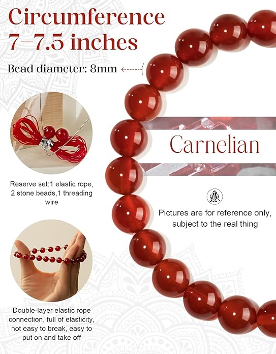 Handmade Natural Stone Beaded Stretch Bracelets,Healing Crystals Protection Bracelet,Spiritual Jewelry Gifts for Women & Men,Replacement Beads Included