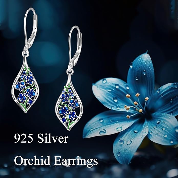 Scottish Thistle/Sunflower/Violet/Daffodil/Orchid Earrings Sterling Silver Flower Dangle Dangling Drop Boho Earrings Jewelry Gifts for Women