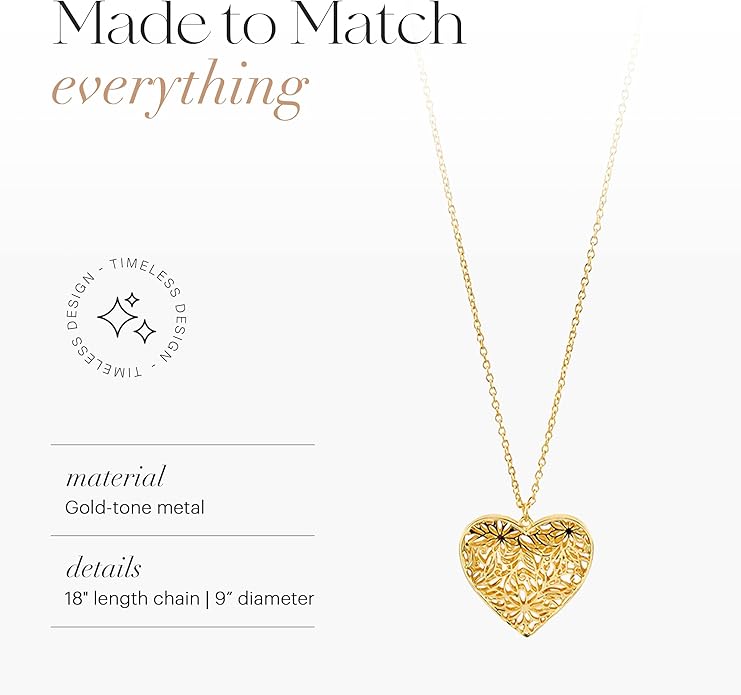 Jewelry Heart Pendant Necklace for Women, 18" Lightweight Chain, Gift-Ready, Elegant and Versatile Design