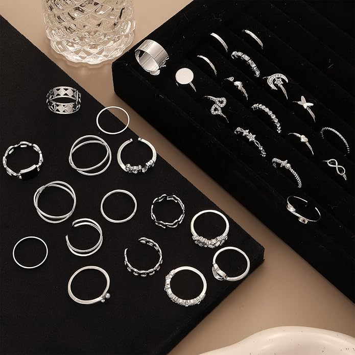 IFKM 51 Pcs Gold Knuckle Rings Set For Women Girls Vintage Stackable Joint Finger Midi Rings Dainty Cubic Zirconia Crystal Simple Twist Hollow Cute Rings Pack Jewelry Gift