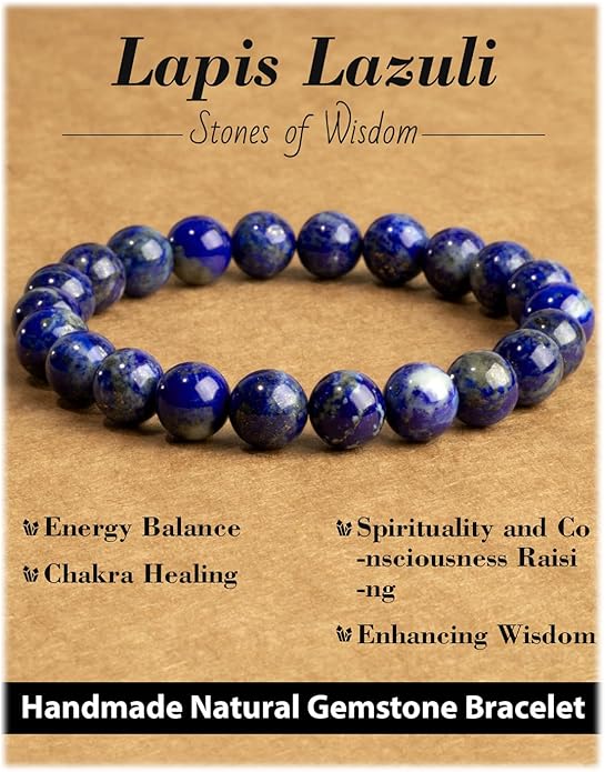 Handmade Natural Stone Beaded Stretch Bracelets,Healing Crystals Protection Bracelet,Spiritual Jewelry Gifts for Women & Men,Replacement Beads Included