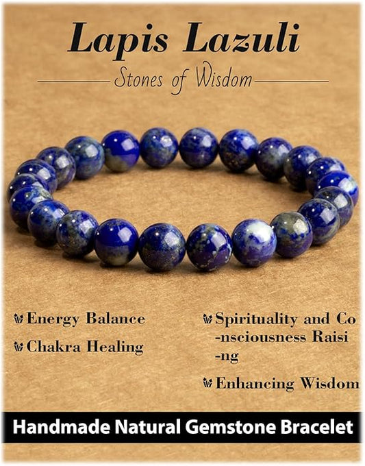 Handmade Natural Stone Beaded Stretch Bracelets,Healing Crystals Protection Bracelet,Spiritual Jewelry Gifts for Women & Men,Replacement Beads Included