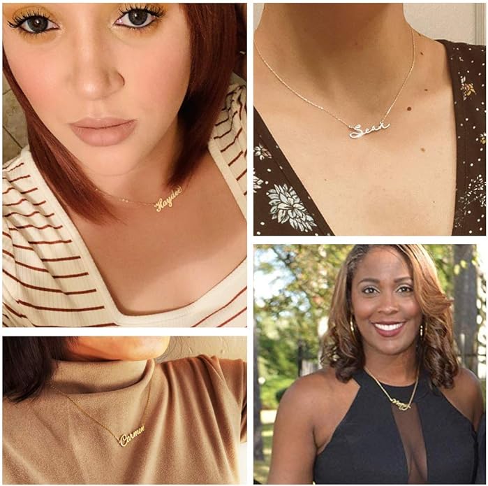 Personalized Name Necklace | Sterling Silver/Stainless Steel | 14 Fonts, 4 Colors, 5 Chains | Tarnish-Free, Handmade Gift for Women: Mom, Daughter, Sister | Ideal for Birthday, Mother's Day,Christmas