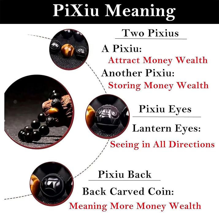 Black Obsidian Bracelet,Feng Shui Black Obsidian Wealth Bracelet for Women Men Couples Handmade Stretch Obsidian Bracelet Bangle with Carved Pixiu Tiger Eye Stone Attract Wealth Money and Good Luck