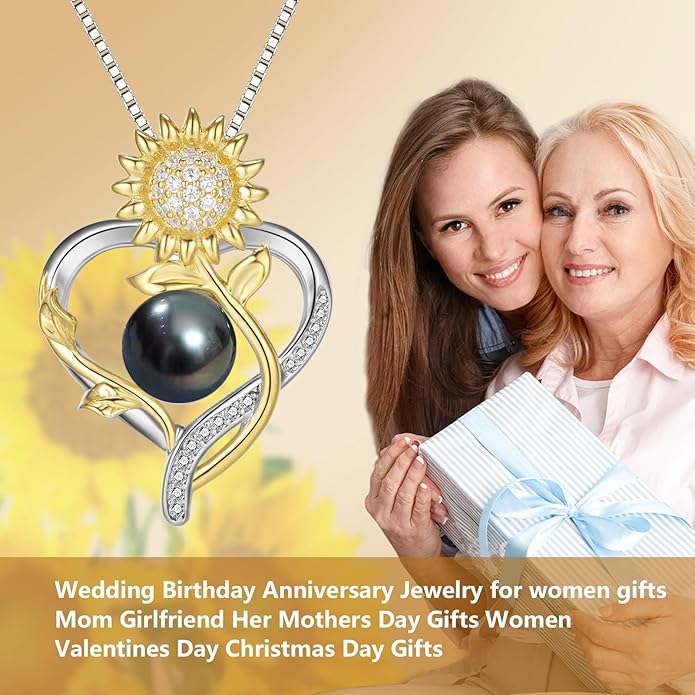 Anniversary Birthday Gifts for Wife Necklace for Women Jewelry Tahitian Black Pearl Necklace Valentine's Christmas Day Mothers Day Build Your Mom Wife Girlfriend Best Gifts for Women