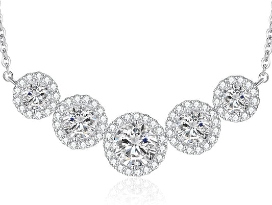 Moissanite Necklace for Women, 1.7-7.6 Carat Heart Necklace Engraved 'I LOVE YOU' Gift for Wife, Wedding Anniversary Birthday Gifts for Women, Jewelry Gifts for Her Wife Mom Girlfriend Lady