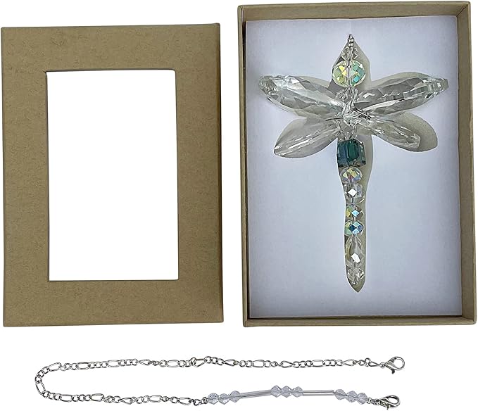 Dragonfly Gift - Crystal Dragonfly - Crystal Figurines- Car Charm - Rainbow Maker - Dragonfly Charm - Prism Suncatcher for Garden, Home, Car and Window Décor - Gifts for Mom - Gifts for Grandma