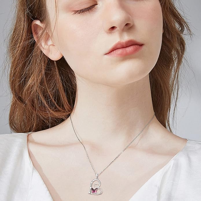 Palpitate Heart Necklaces for Women Forever Love Pendant Necklace Anniversary Valentine's Day Gifts for Lovers Wife Her Mom