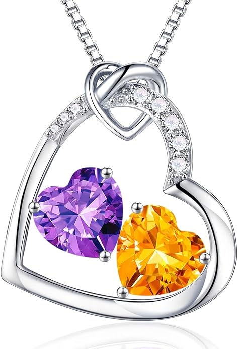 Iefil Birthstone Necklace for Women - 925 Sterling Silver Birthstone Necklace, Anniversary Birthday Gifts for Women Wife Girlfriend, Jewelry for Mom Daughter