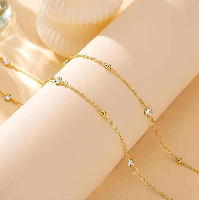 CHESKY Gold Waist Chain, 14K Gold Plated Belly Chain Adjustable Waterproof Body Chain Sexy Bikini Waist Beads for Women Satellite Beads Diamond Pearl Coin Chain Dainty Body Chain Jewelry for Women
