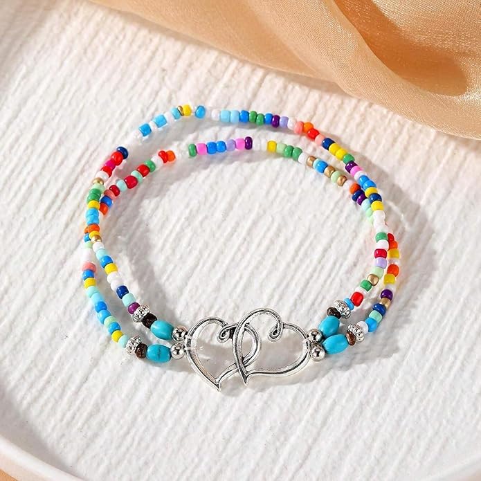 Shell Ankle Bracelet Set for Women, Gold Boho Bead Adjustable Anklet, Hawaiian Beach Seashell Pearl Heart Starfish Conch Foot Jewelry Gifts