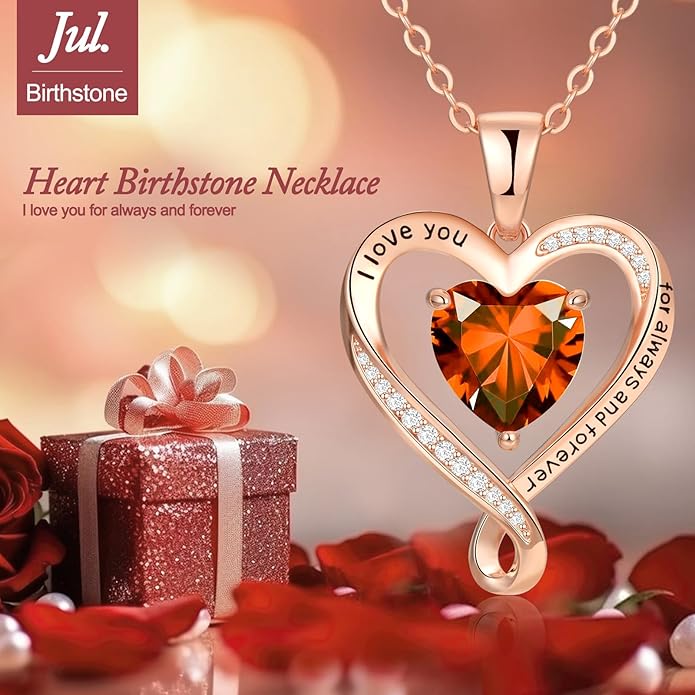Birthday Gifts for Women Wife Infinity Heart Birthstone I Love You Necklace for Women S925 Sterling Silver Anniversary Wedding Gifts for Christmas Valentines Mothers Day Women's jewelry Diamond Pendant Necklaces Gift for Her Mom Daughter Grandma