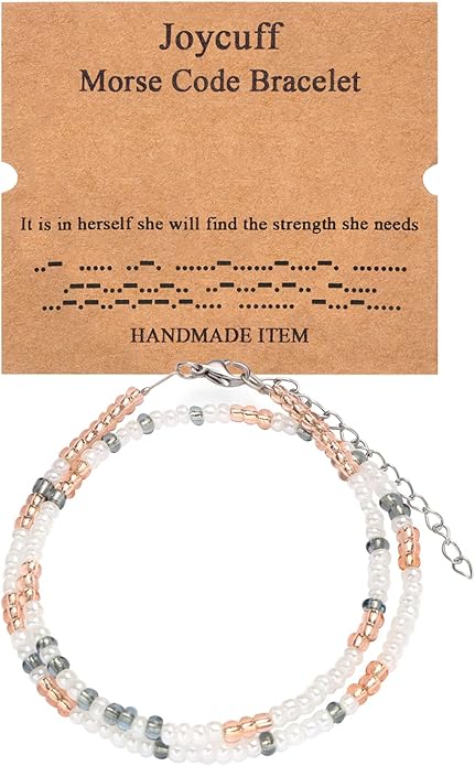 Birthday Gifts for Women Layered Morse Code Bracelets for Mom Aunt Friends Wife Her Beaded Strand Bracelet