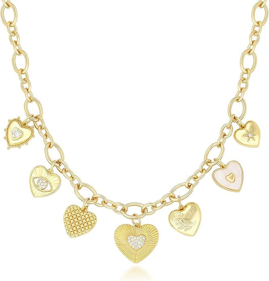 Charm Necklace for Women Gold Evil Eye Sun Moon Flower Coin Pendant Necklace Dainty Paperclip Chain Vintage Luck Amulet Choker Necklaces Celestial Jewelry Gift