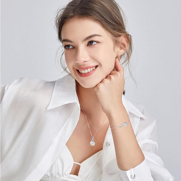 FANCIME Birthstone Necklaces for Women Fine Jewelry Sterling Silver Dainty Infinity Pendant Anniversary Birthday Christmas Gifts for Her Wife Mom Lady Daughter, Chain 16"+2" Extend