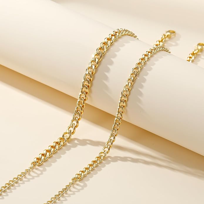 Ritach Ankle Bracelets for Women - Stainless Steel Silver/Gold Anklets for Women Waterproof Layered Cuban Link Figaro Chain Heart Anklets Set Summer Beach Jewelry Gifts