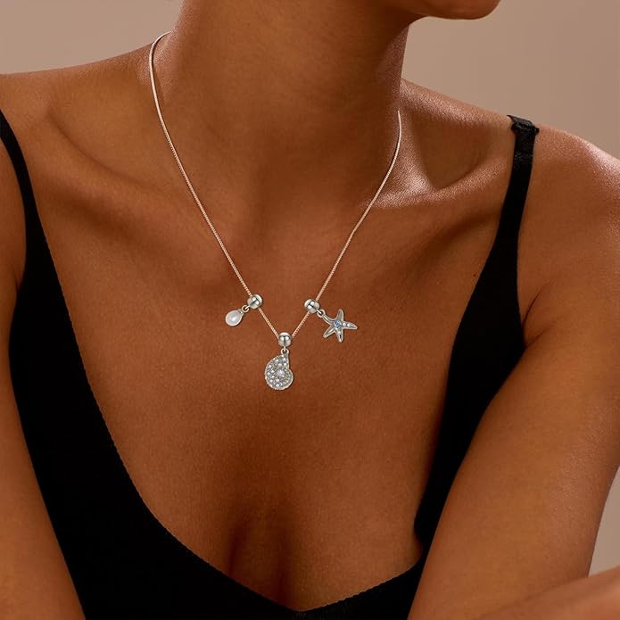 Summer Holiday Necklace,Dainty Chain, Charm Necklace For Women,Cute Cat Charm,Natural Pearls,18k Gold Plated,Choose Your Favorite Charm, Change Easily