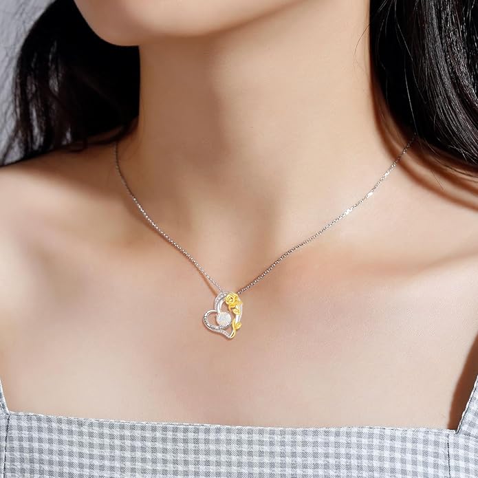 Palpitate Heart Necklaces for Women Forever Love Pendant Necklace Anniversary Valentine's Day Gifts for Lovers Wife Her Mom