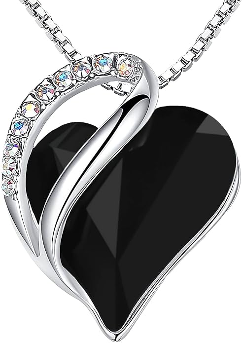 Necklaces for Women, Infinity Love Birthstone Heart Crystal Pendant, Birthday Jewelry Gifts for Her, Mom, and Wife, Silver Plated, 18 plus 2 inch Adjustable Chain