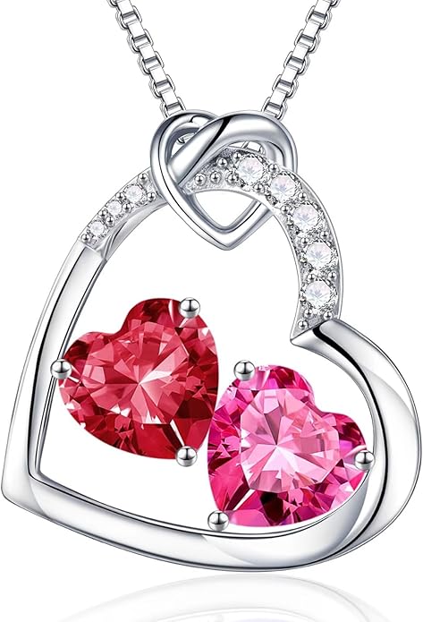 Iefil Birthstone Necklace for Women - 925 Sterling Silver Birthstone Necklace, Anniversary Birthday Gifts for Women Wife Girlfriend, Jewelry for Mom Daughter